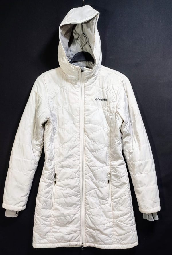 Parca Larga Columbia, Mujer, Talla S, Blanco