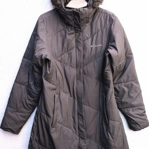 Parca Larga Columbia, Mujer, Talla M, Verde Grisaceo