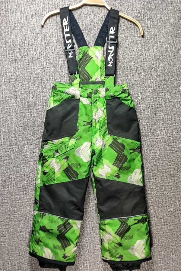 Pantalòn con Tirantes Desmontables Monster, Unisex, Talla 6, Verde Estampado